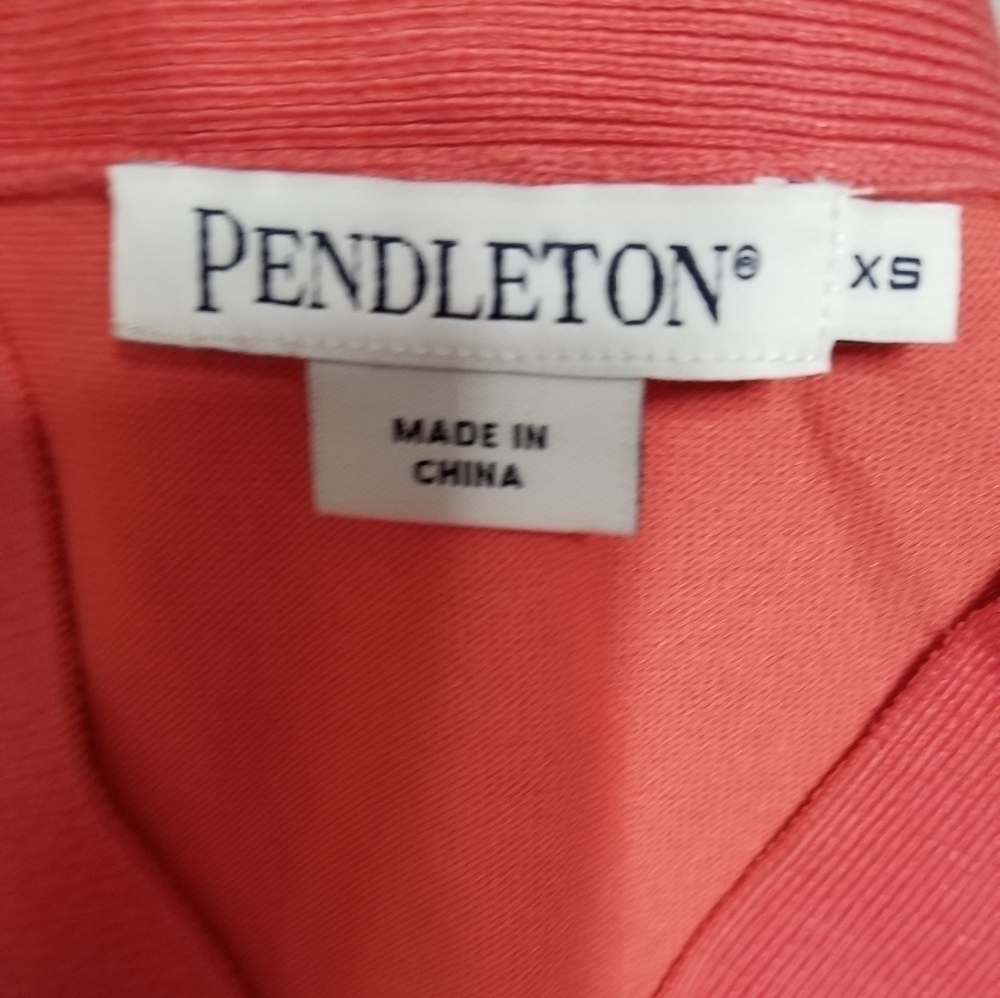 PENDLETON Short Sleeve V-neck, Color Orange, Size XS - Picture 5 of 7